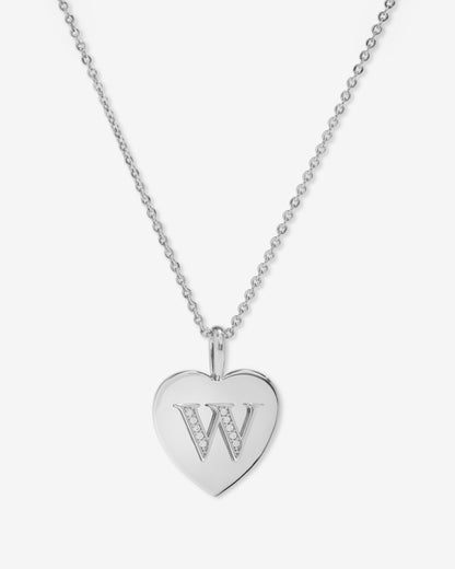 Love Letters Pendant Necklace - Silver|White Diamondettes