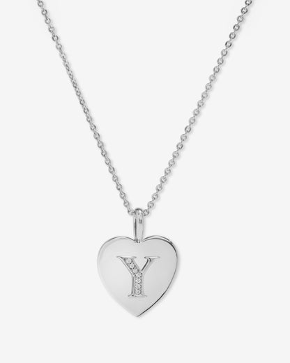 Love Letters Pendant Necklace - Silver|White Diamondettes