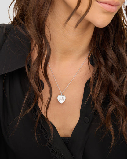 Love Letters Pendant Necklace - Silver|White Diamondettes