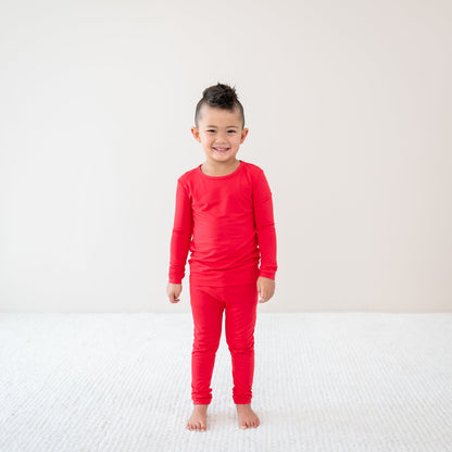Long Sleeve Pajamas in Cardinal