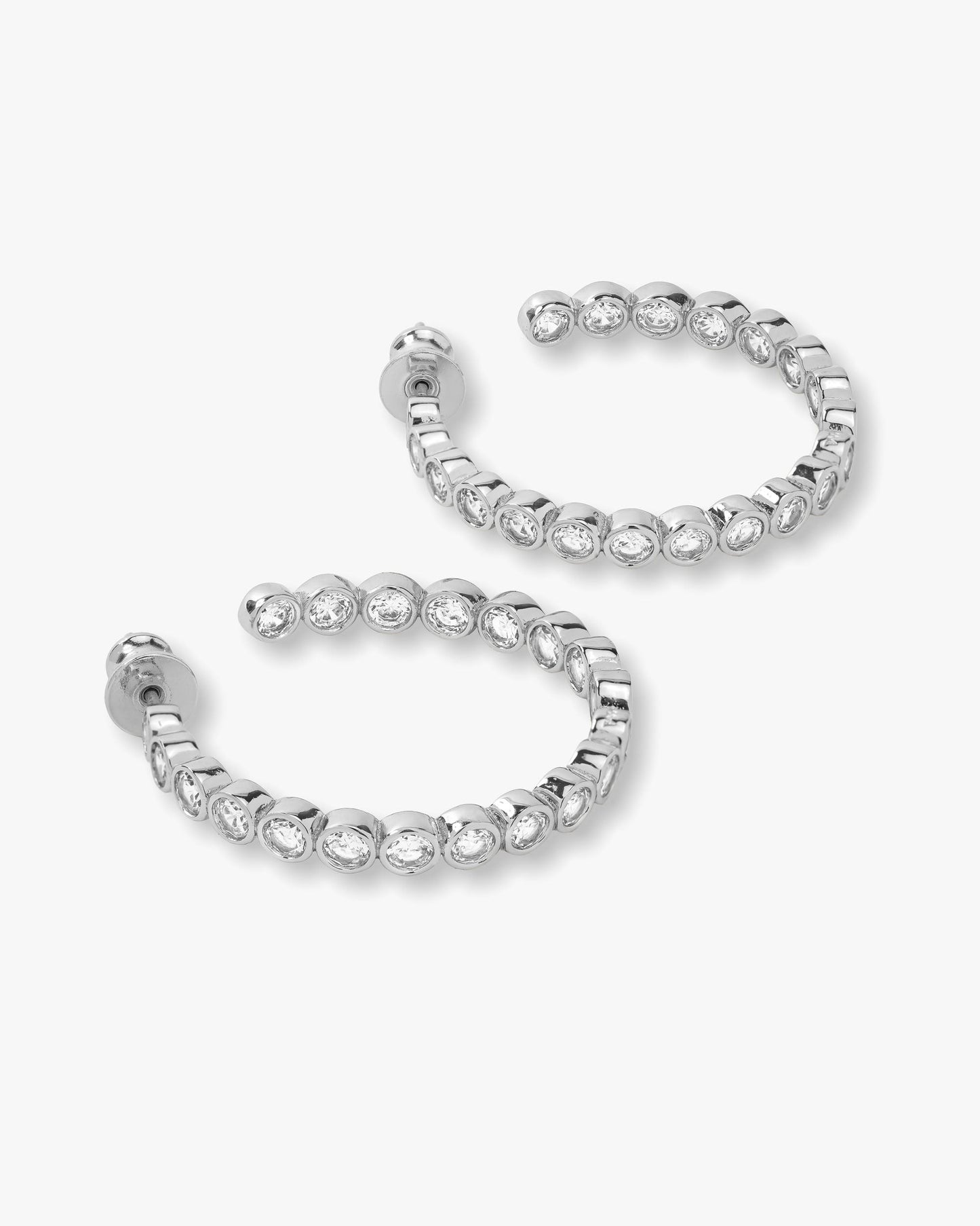 Baroness Hoops 1.25" - Silver|White Diamondettes