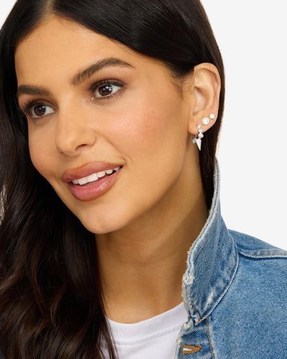 Gabriella Pavé Spiked Hoops - Silver|White Diamondettes
