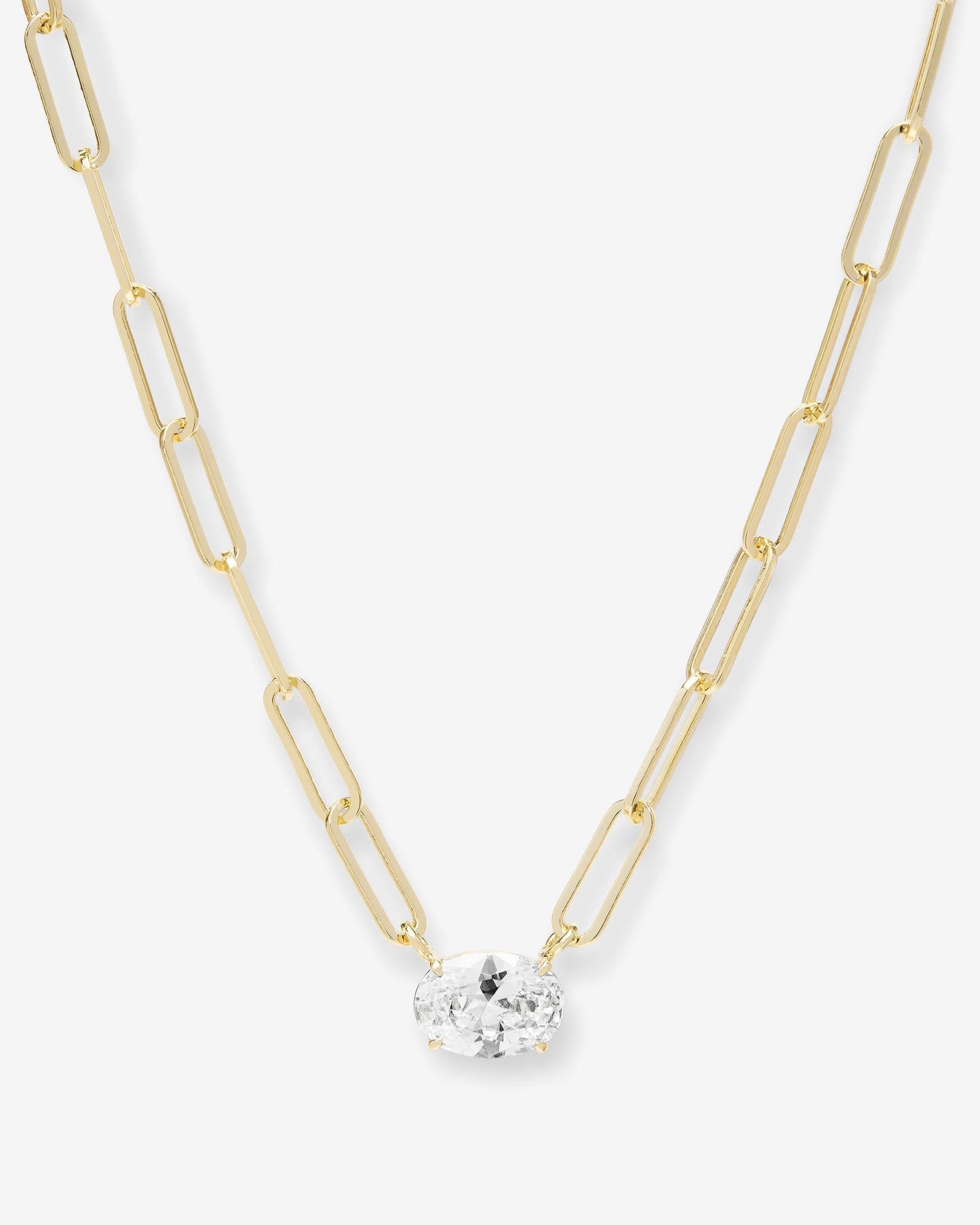Hello Gorgeous Samantha Chain Necklace - Gold|White Diamondettes