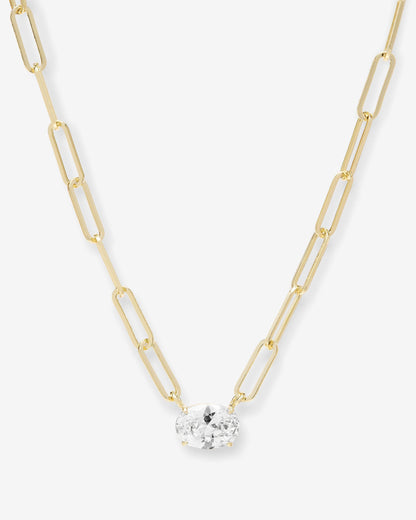 Hello Gorgeous Samantha Chain Necklace - Gold|White Diamondettes