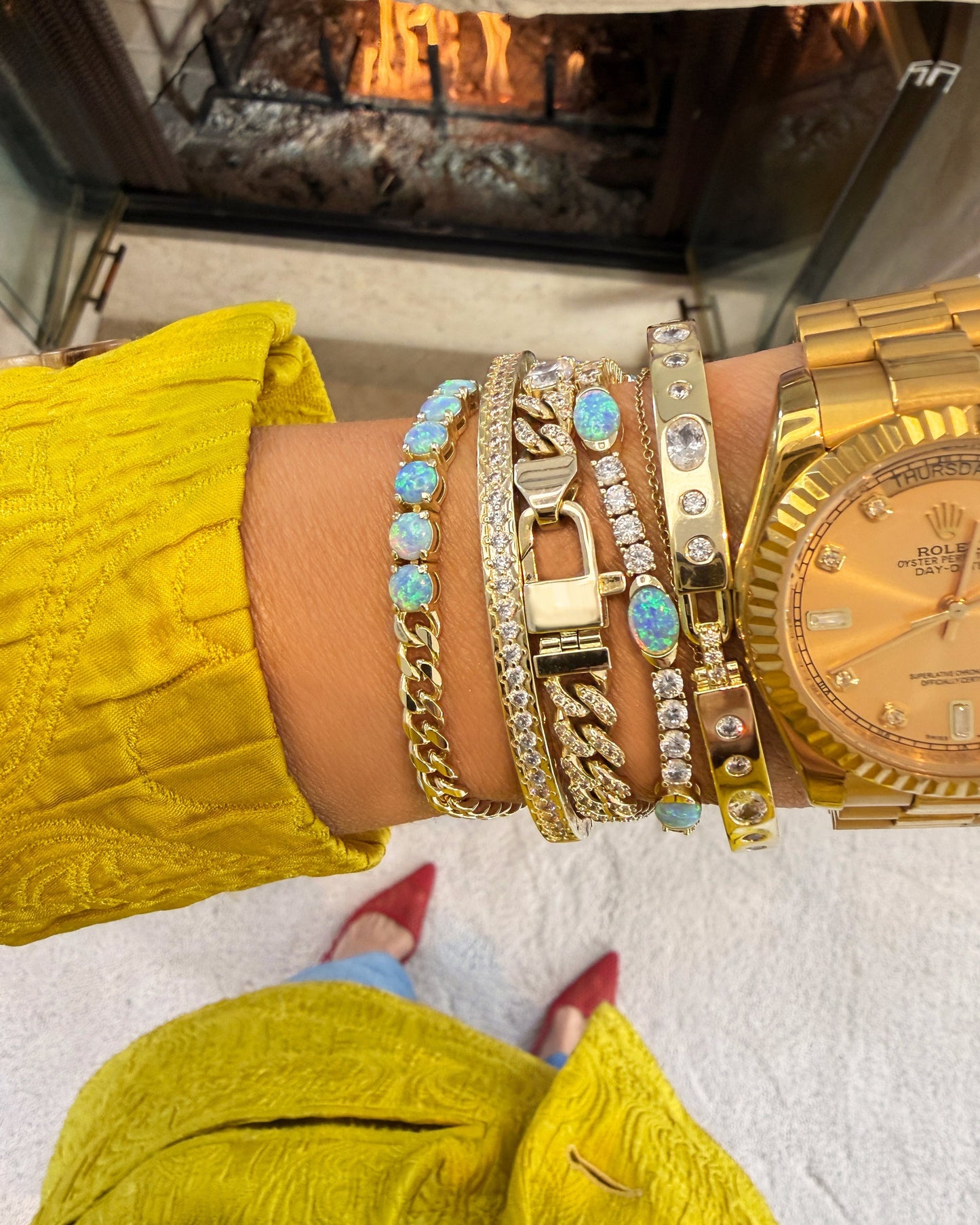 Julian Loves Opals Bracelet 5mm - Gold|Blue Opal