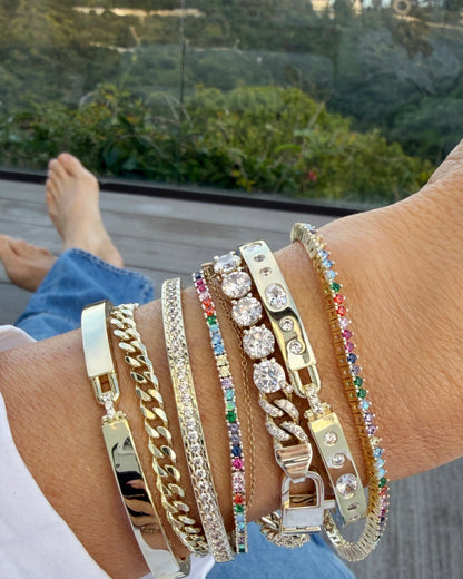 Heiress Tennis Bracelet 2mm - Gold|Multi Stone