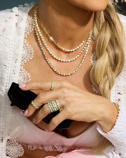 Isla Tennis Necklace 3mm - Gold|White Diamondettes
