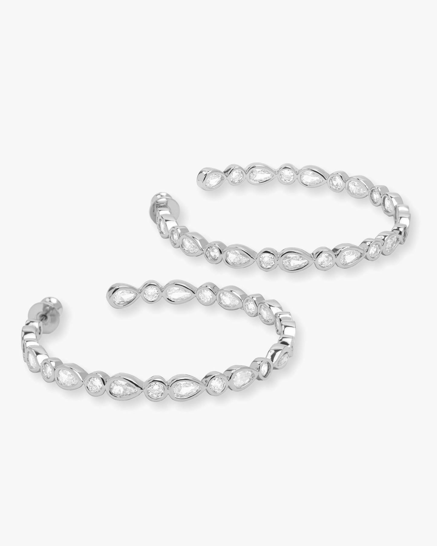 Isla Hoops 2" - Silver|White Diamondettes