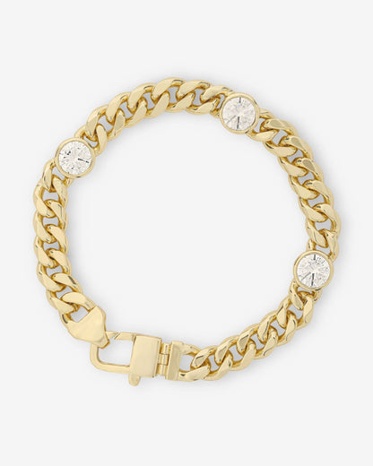 Julian Triple Diamond Bracelet 6.8mm - Gold|White Diamondettes