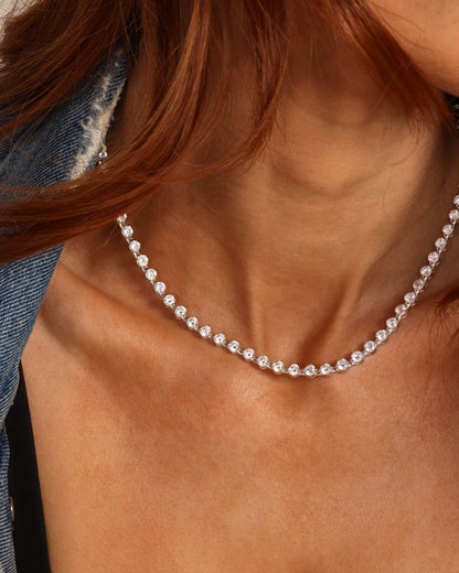 She's an Icon Tennis Necklace 4mm - Silver|White Diamondettes