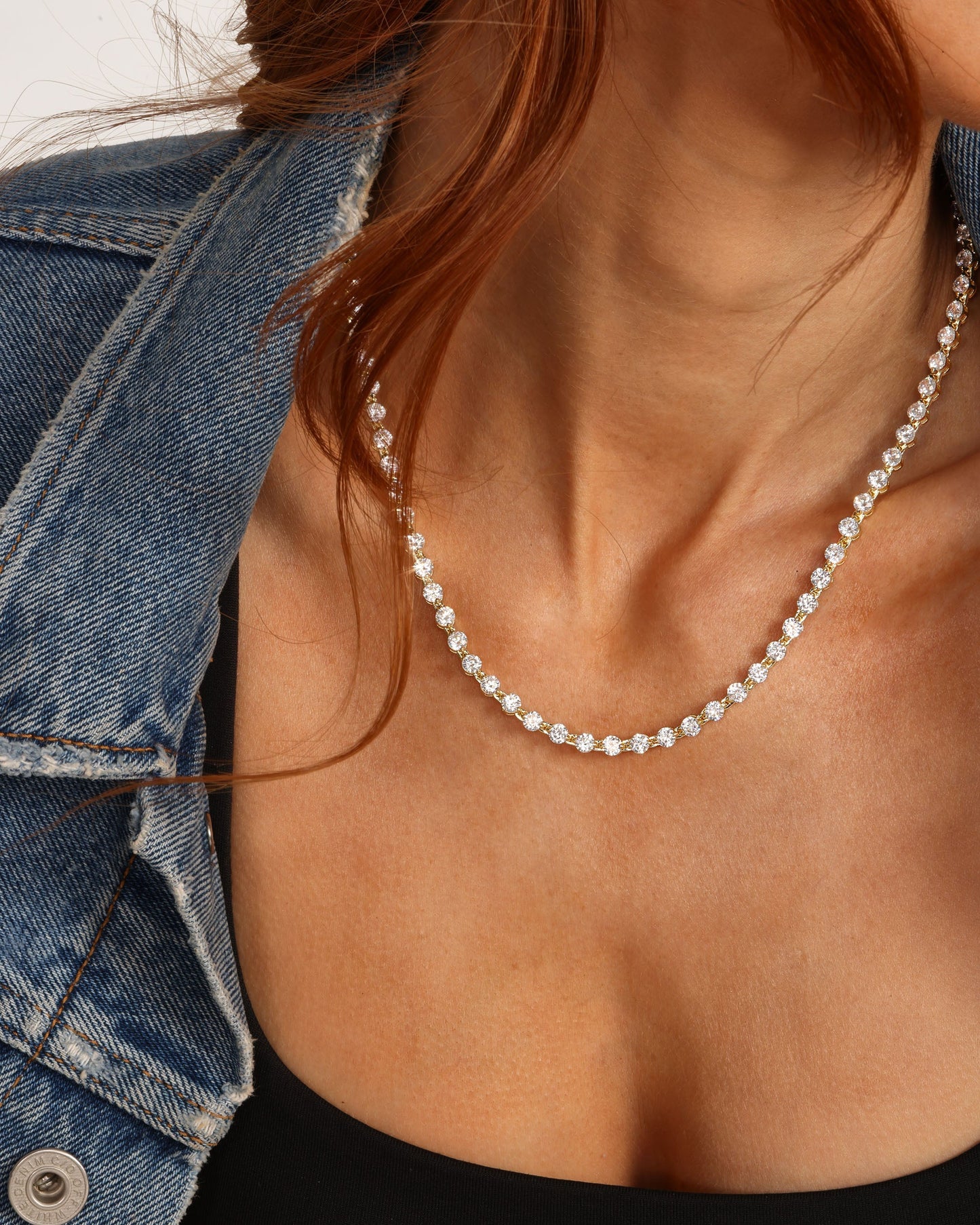 She's an Icon Tennis Necklace 4mm - Gold|White Diamondettes