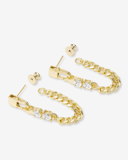 Julian Loves Diamonds 5mm Soft Chain Hoops - Gold|White Diamondettes