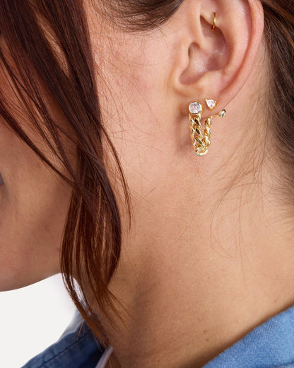Julian 5mm Soft Chain Hoops - Gold|White Diamondettes