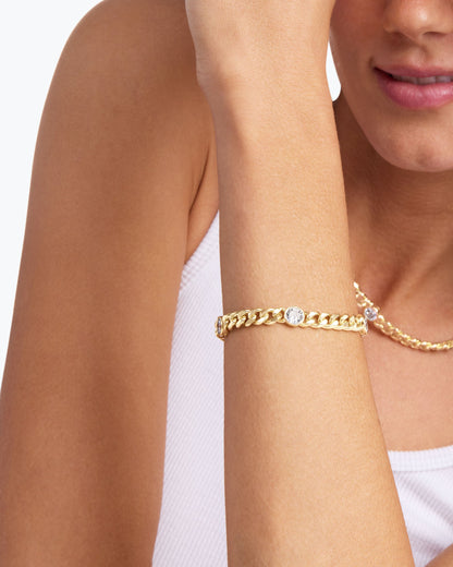 Julian Triple Diamond Bracelet 6.8mm - Gold|White Diamondettes