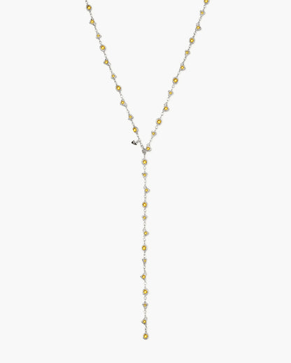 Lemon Crystal Long Chain in Silver