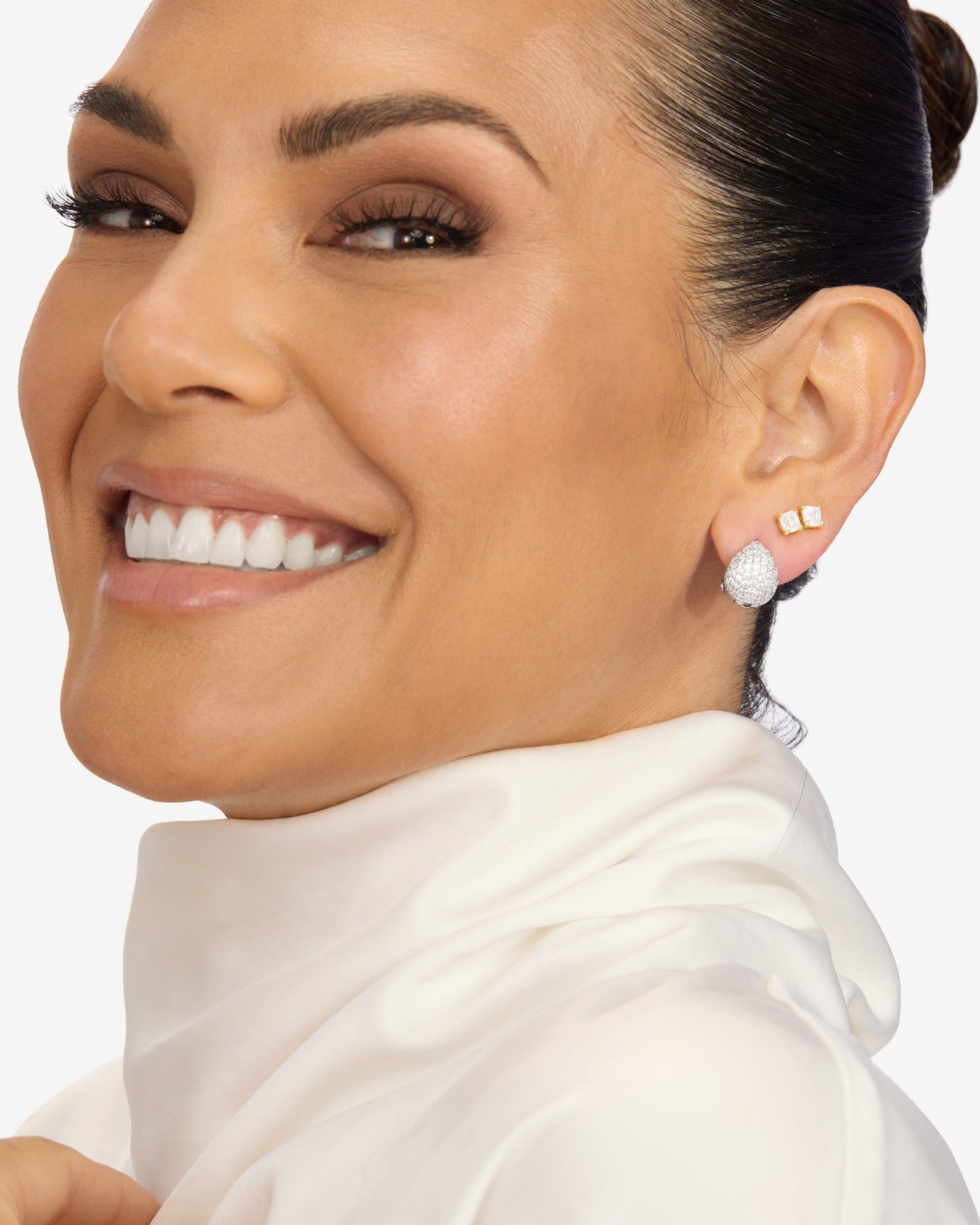 Lil' Norah Pavé Earrings - Silver|White Diamondettes