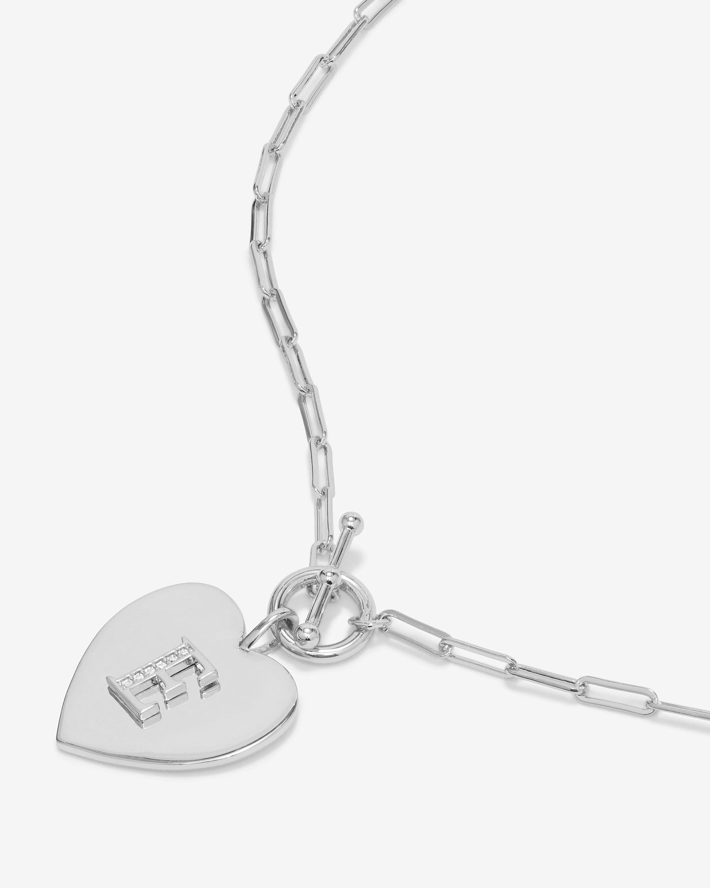 Love Letters Heart Necklace - Silver|White Diamondettes