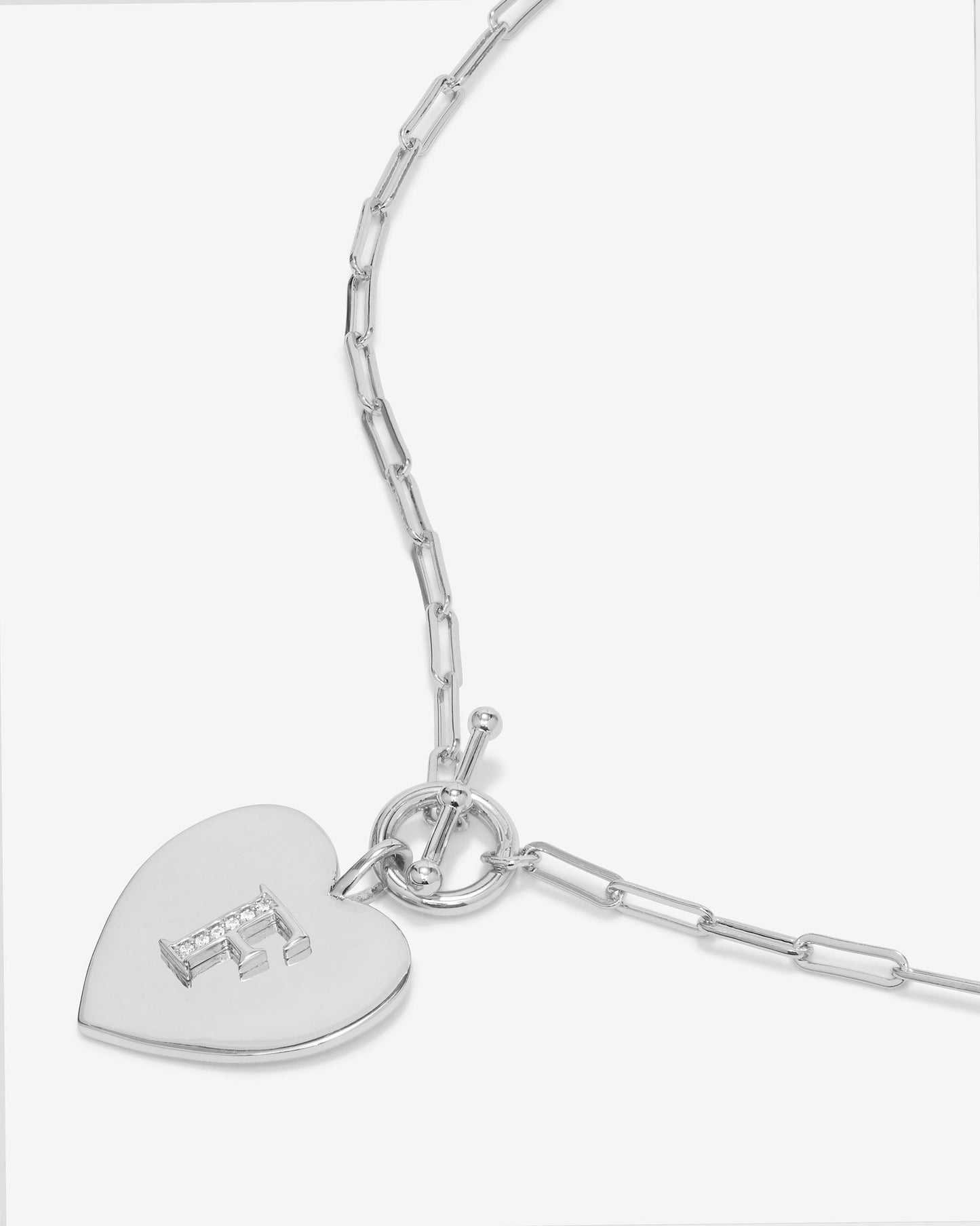 Love Letters Heart Necklace - Silver|White Diamondettes