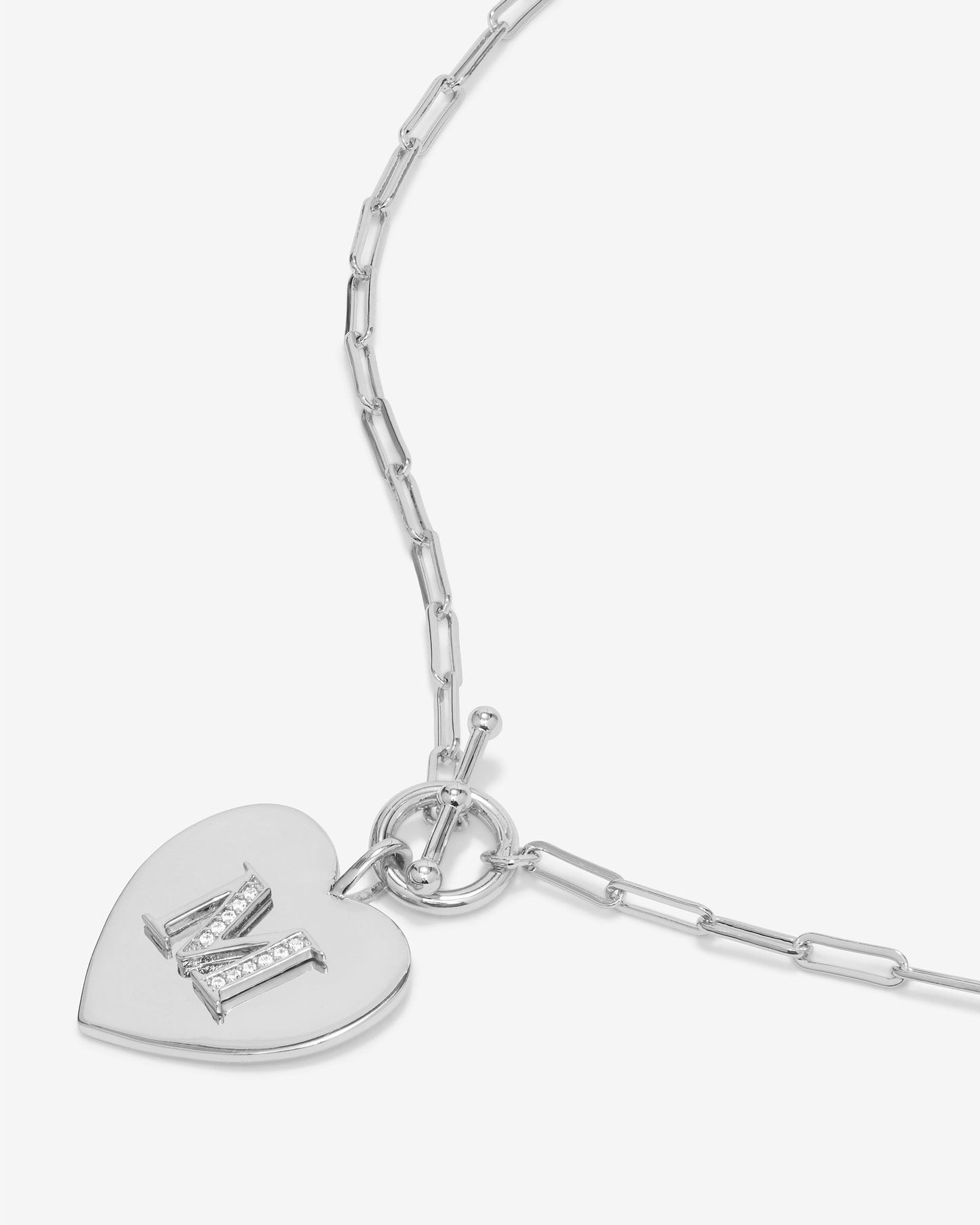 Love Letters Heart Necklace - Silver|White Diamondettes