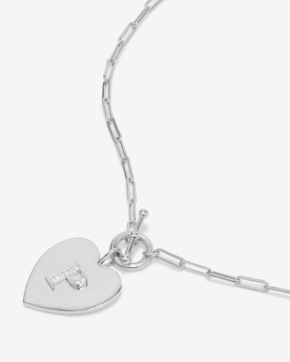 Love Letters Heart Necklace - Silver|White Diamondettes
