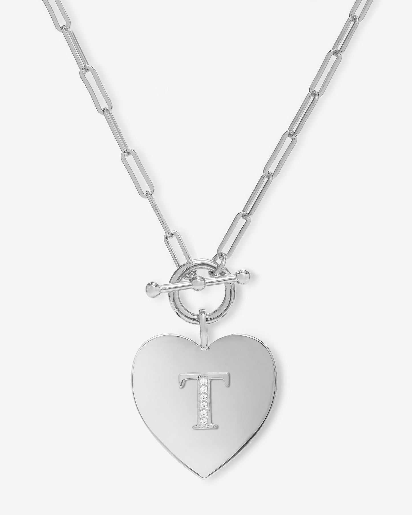 Love Letters Heart Necklace - Silver|White Diamondettes
