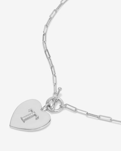 Love Letters Heart Necklace - Silver|White Diamondettes