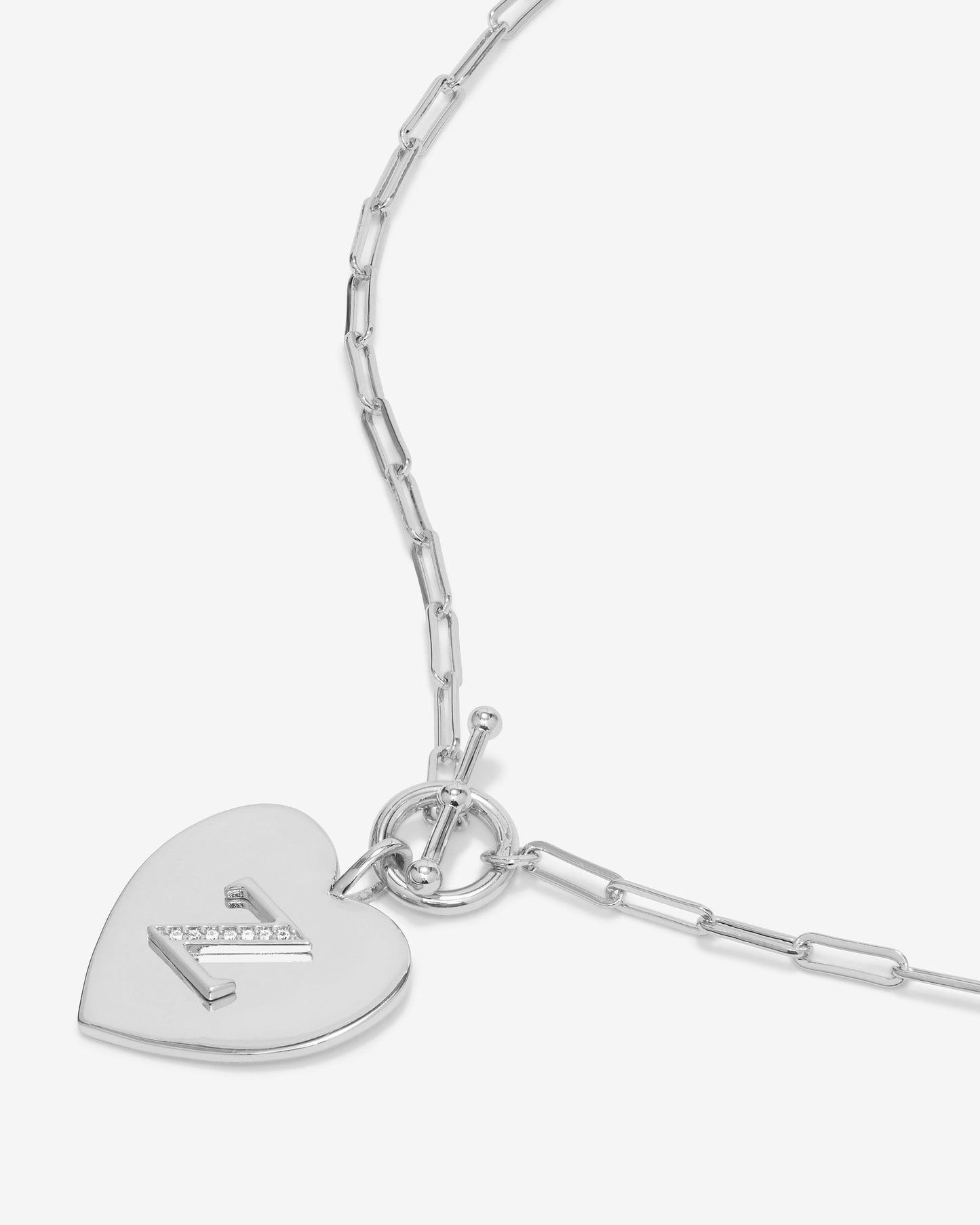 Love Letters Heart Necklace - Silver|White Diamondettes