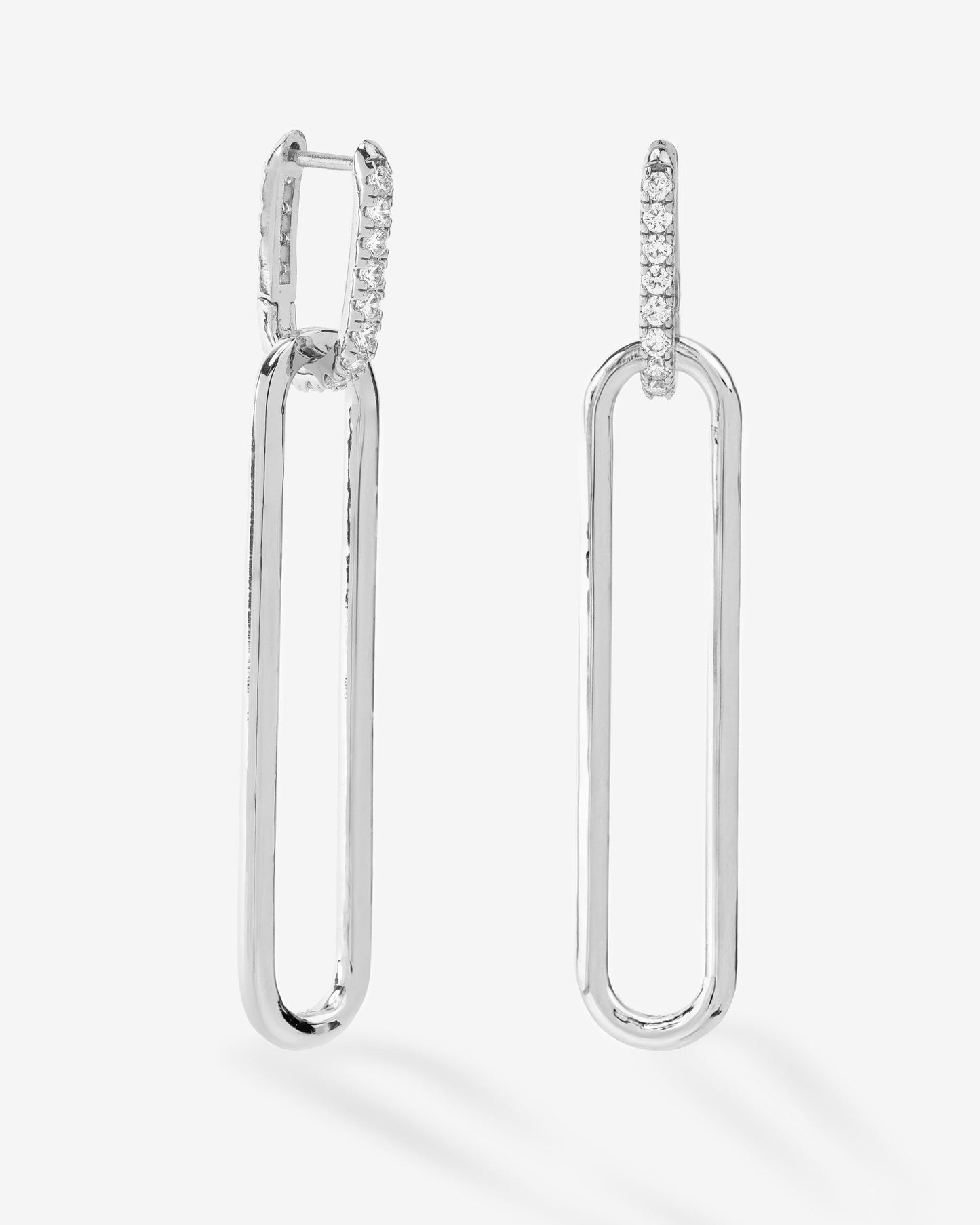 XL Carrie Chain Convertible Huggies - Silver|White Diamondettes