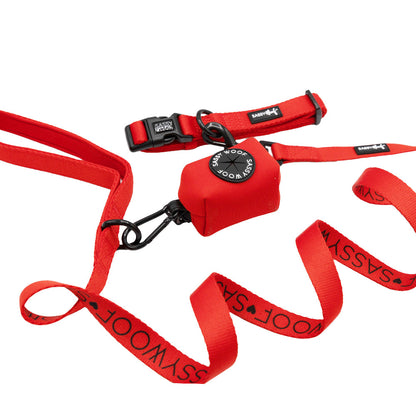 Dog Collar Three Piece Bundle - Neon Red