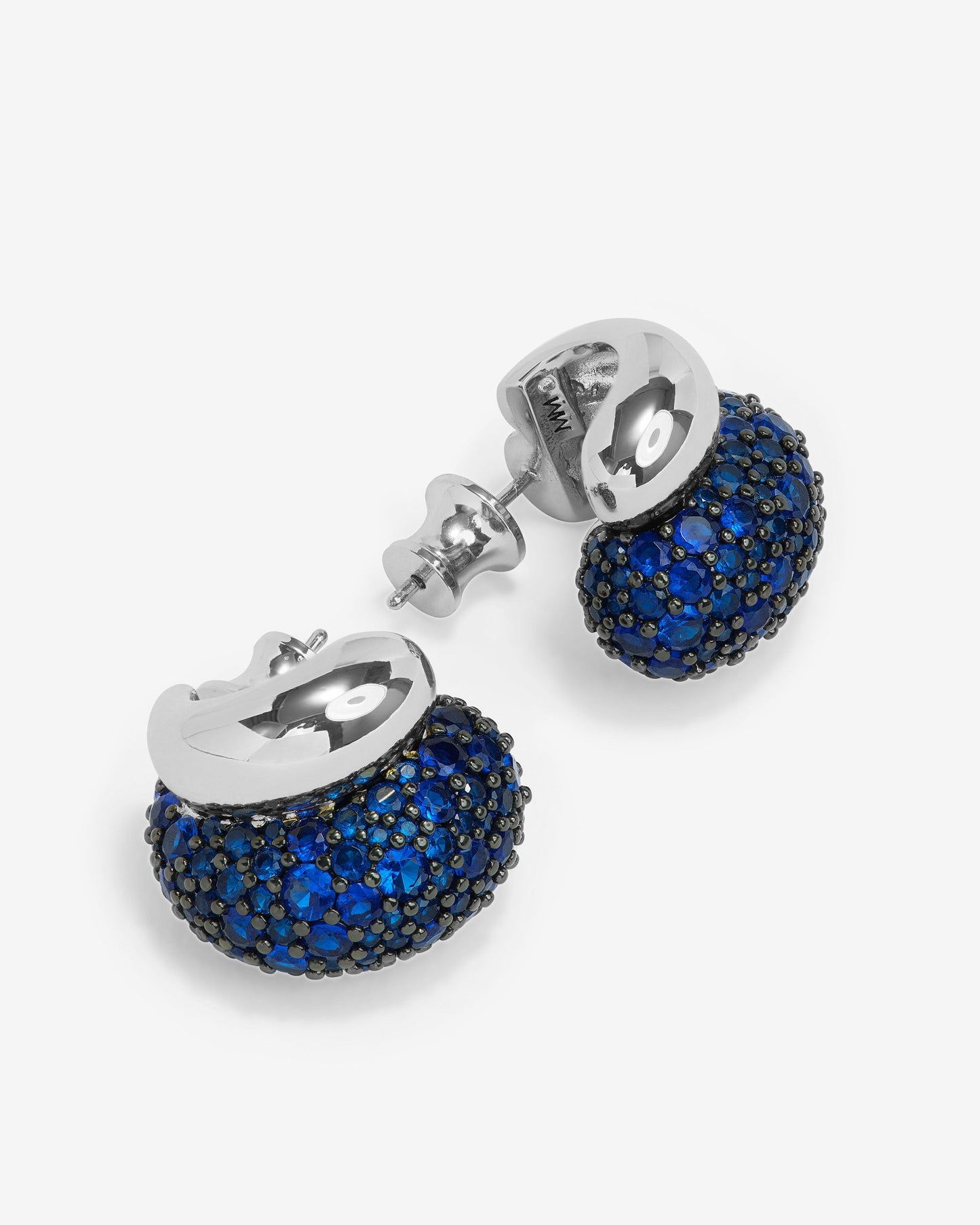 Norah Pavé Double Hoop - Silver|Blue Sapphire