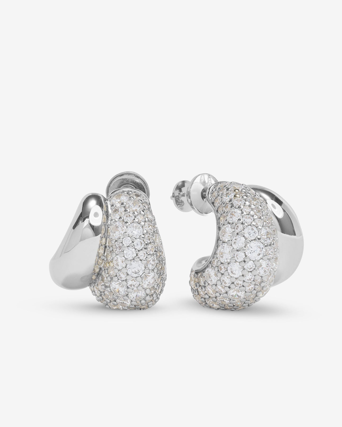 Norah Pavé Double Hoop - Silver|White Diamondettes
