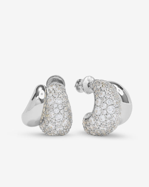 Norah Pavé Double Hoop - Silver|White Diamondettes