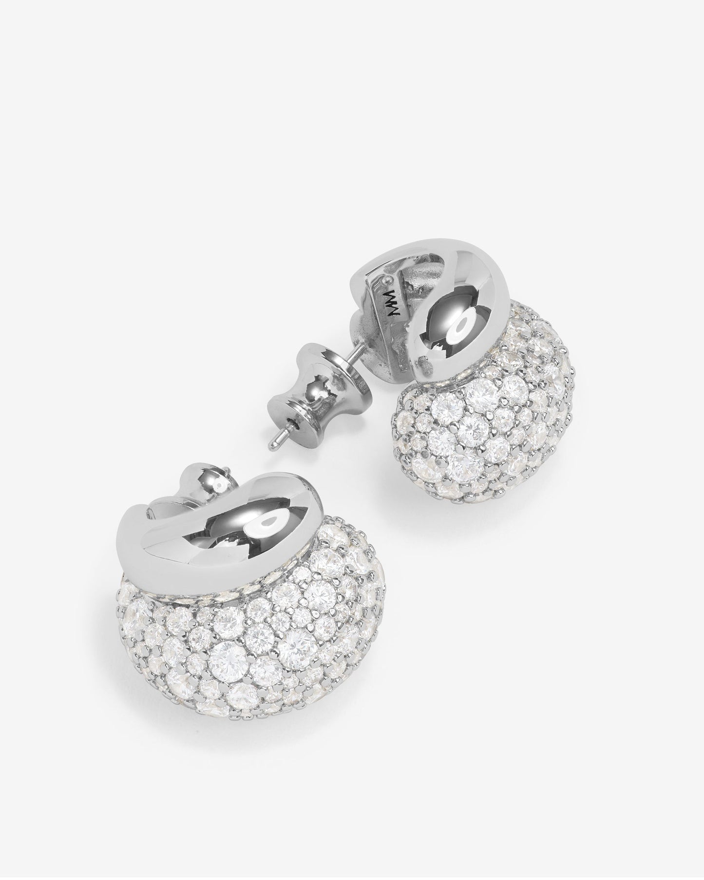 Norah Pavé Double Hoop - Silver|White Diamondettes
