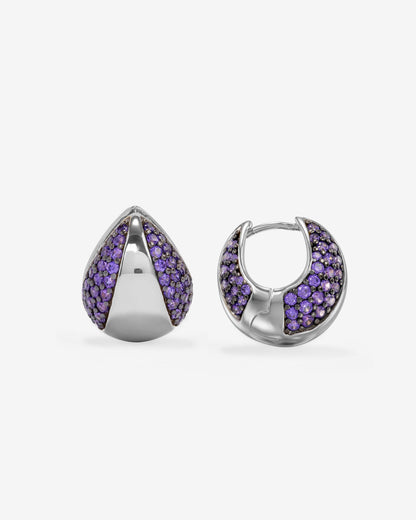 Norah Split Pavé Earrings - Silver|Lavender Amethyst