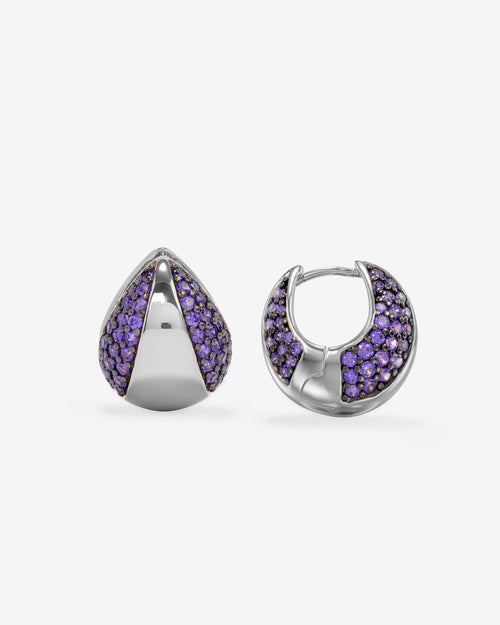 Norah Split Pavé Earrings - Silver|Lavender Amethyst