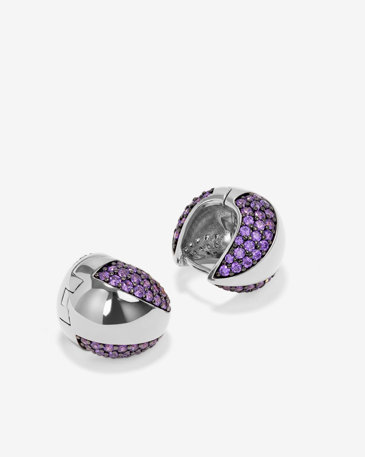 Norah Split Pavé Earrings - Silver|Lavender Amethyst