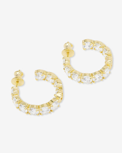 "Oh She Fancy" Hoops 1" - Gold|White Diamondettes