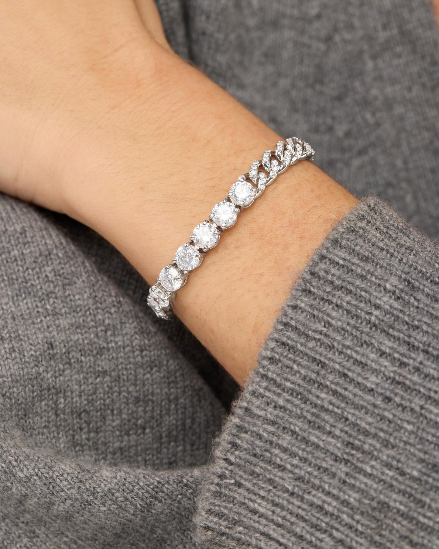Pavé Julian Loves Diamonds Bracelet 6.8mm - Silver|White Diamondettes