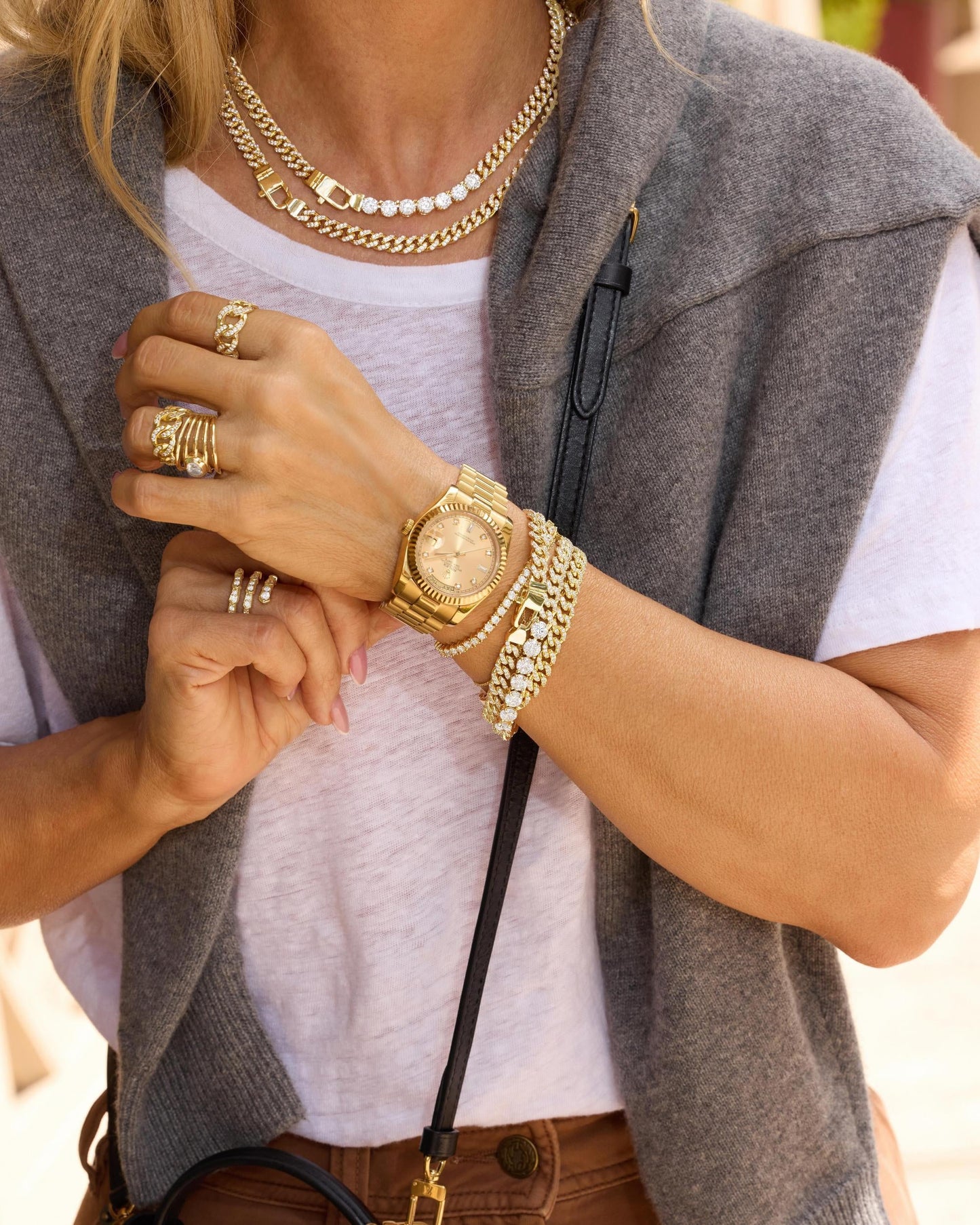 Pavé Julian Loves Diamonds Bracelet 6.8mm - Gold|White Diamondettes