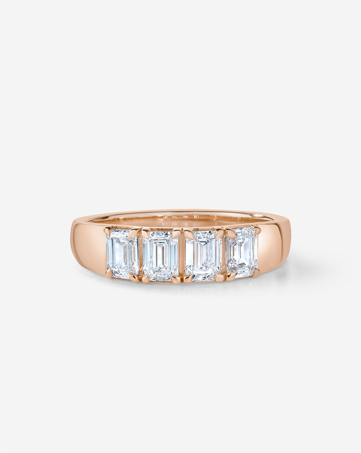 4-Stone Emerald Lab Diamond Wedding Band