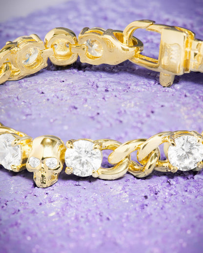 Ride or Die Cuban Chain Bracelet 6.8mm - Gold|White Diamondettes