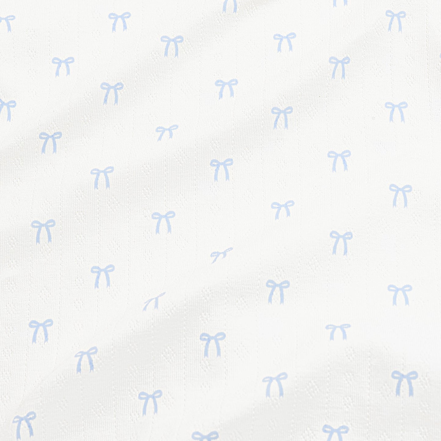 Pointelle Zippered Footie in Sweet Blue Bow