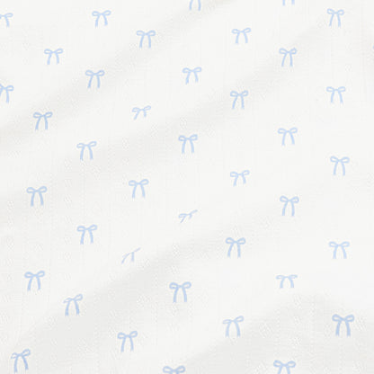 Pointelle Zippered Footie in Sweet Blue Bow
