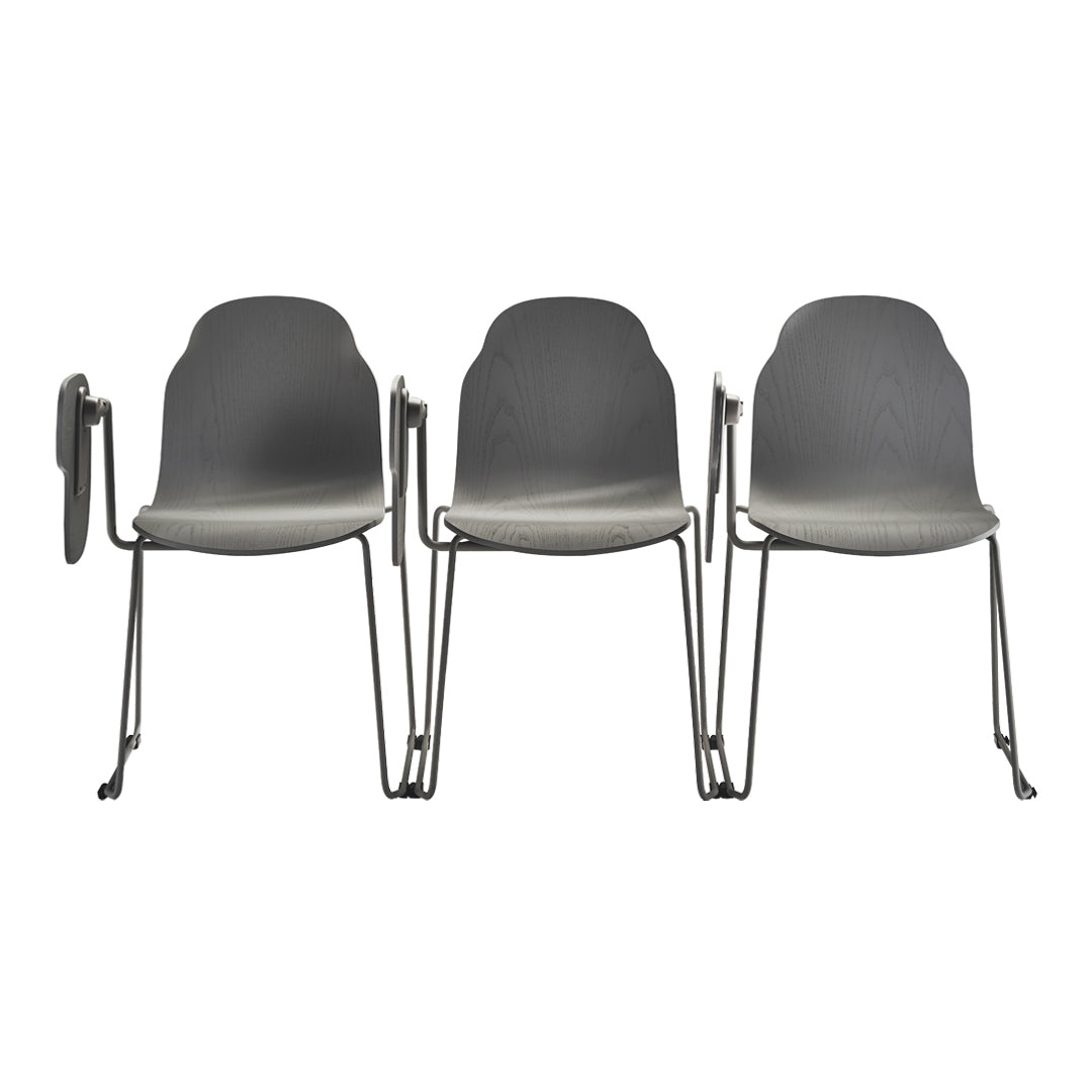 Body Side Chair w/ Writing Tablet - Sled Base - Wooden Frame