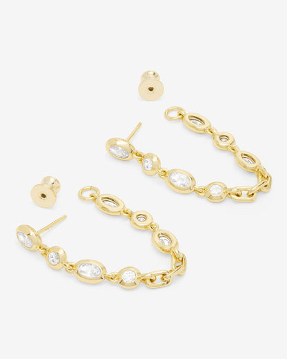 She's A Boss Soft Hoops - Gold|White Diamondettes