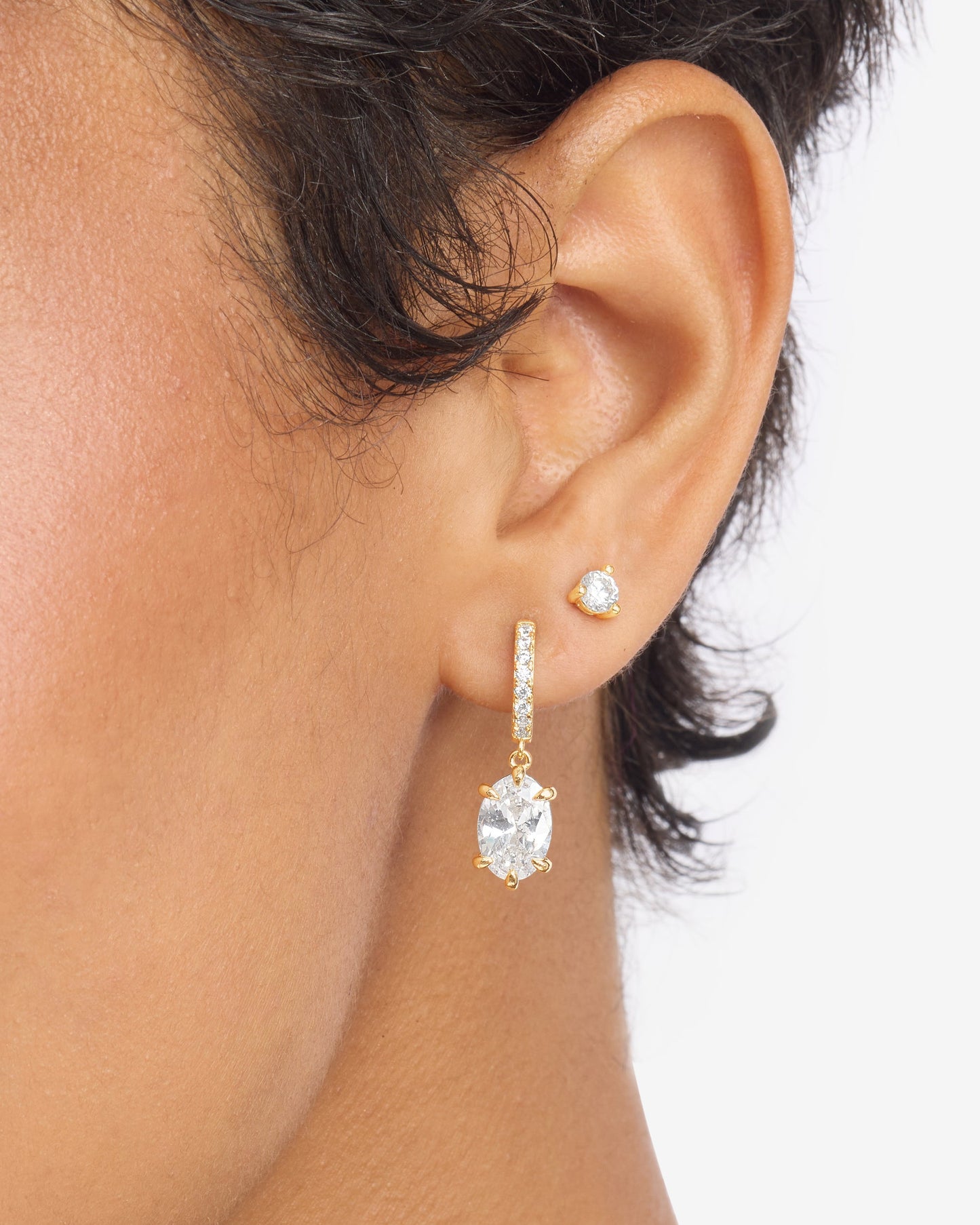She's on Point Earrings - Gold|White Diamondettes
