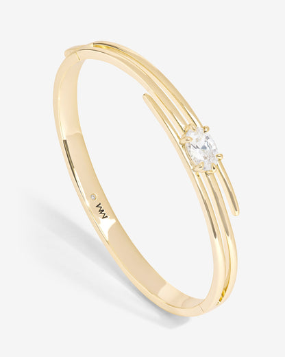She's on Point Lasso Cuff - Gold|White Diamondettes