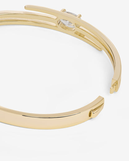 She's on Point Lasso Cuff - Gold|White Diamondettes