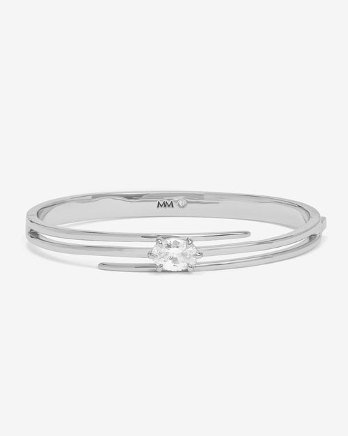 She's on Point Lasso Cuff - Silver|White Diamondettes