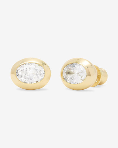 She's a Boss Studs 8mm - Gold|White Diamondettes